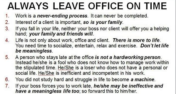 Lý do bạn nên rời văn phòng đúng giờ